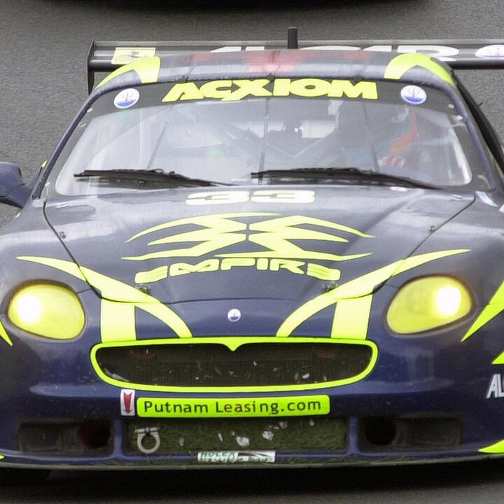 racing car with fluorescent signage vinyl